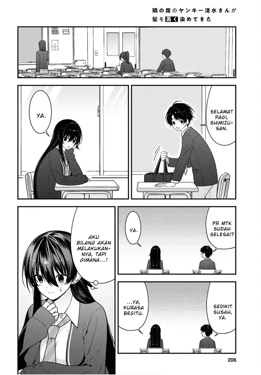 Tonari no Seki no Yankee Shimizu-san ga Kami o Kuroku Sometekita Chapter 17 - Halaman 8
